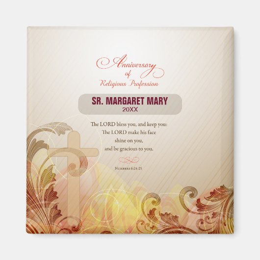 Aimant Personnalisé Nom et année Nun, 60e Anniversaire Re (Devant)