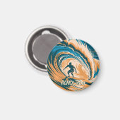 Aimant Personnalisé Rétro Honolulu Hawaii Surfer Surf Océ (Recto/Verso)