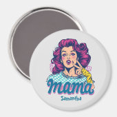 Aimant Personnalisé Retro Mama Pop Art (11) (Recto/Verso)