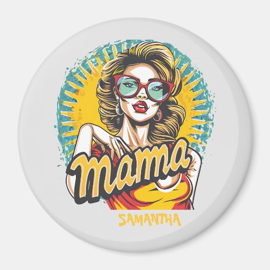 Aimant Personnalisé Retro Mama Pop Art (17) (Devant)