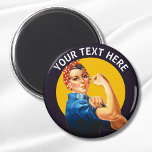 Aimant Personnalisé Rosie le Riveter Personnalisé Vintage<br><div class="desc">Ajoutez votre propre texte à ce design Rosie le Riveter personnalisable.</div>