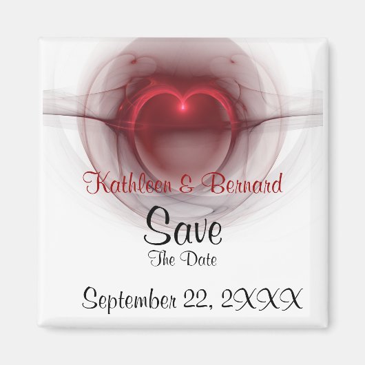 Aimant Personnalisé "Save the Date" Coeur éclairé (Devant)