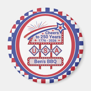 Aimant Personnalisé USA 250–Marquise Rétro Patriotique