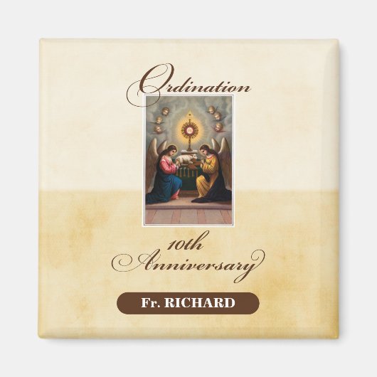Aimant Personnaliser, 10e anniversaire d'ordination Anges (Devant)