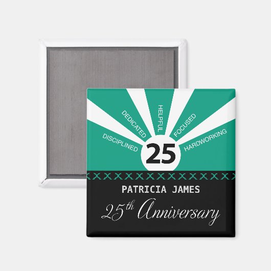 Aimant Personnaliser, 25e anniversaire de l'employé (Recto/Verso)