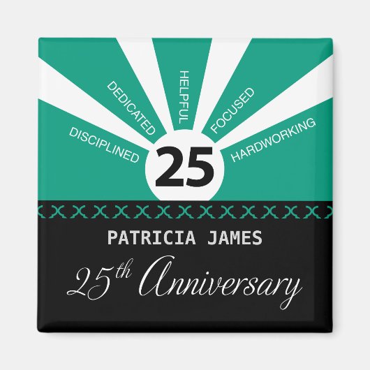 Aimant Personnaliser, 25e anniversaire de l'employé (Devant)