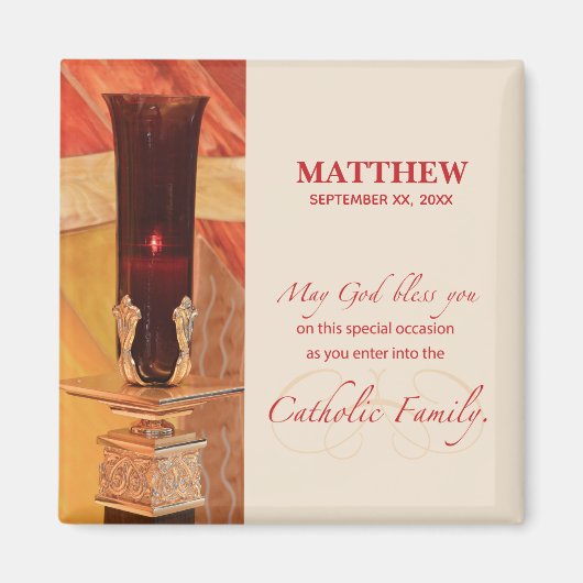 Aimant Personnaliser, Félicitations RCIA, catholique, rou (Devant)