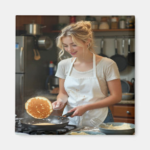 Aimant Personnaliser la photo de cuisson de crêpes
