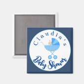Aimant Personnaliser le Baby shower de transport bleu Fav (Recto/Verso)