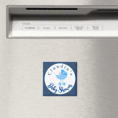 Aimant Personnaliser le Baby shower de transport bleu Fav (In Situ (Lave-vaisselle))