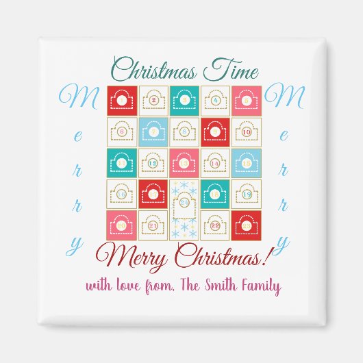 Aimant Personnaliser le calendrier vintage de l'avènement (Devant)