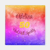 Aimant Personnaliser Nom de la phrase et âge rose violet  (Devant)