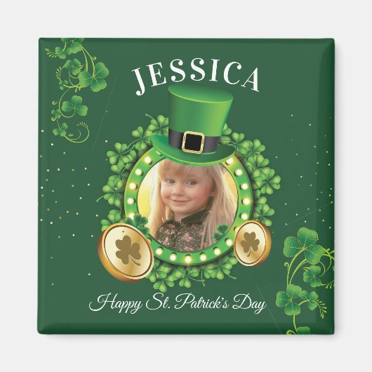 Aimant Personnaliser Nom Et Photo St. Patrick's Day Green (Devant)