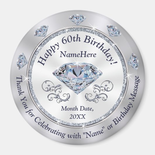 Aimant Personnaliser pas cher, Fête Favors pour 60e anniv (Devant)