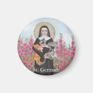Aimant Personnaliser St Gertrude Patron d'aquarelle des c