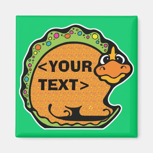 Aimant Personnaliser un dinosaure,<YOUR TEXT> (Devant)