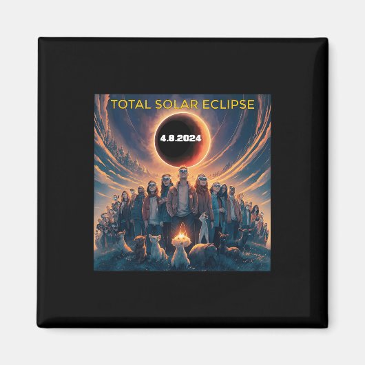 Aimant Personnes Eclipse Gles Total Solaire Eclipse 2024 (Devant)