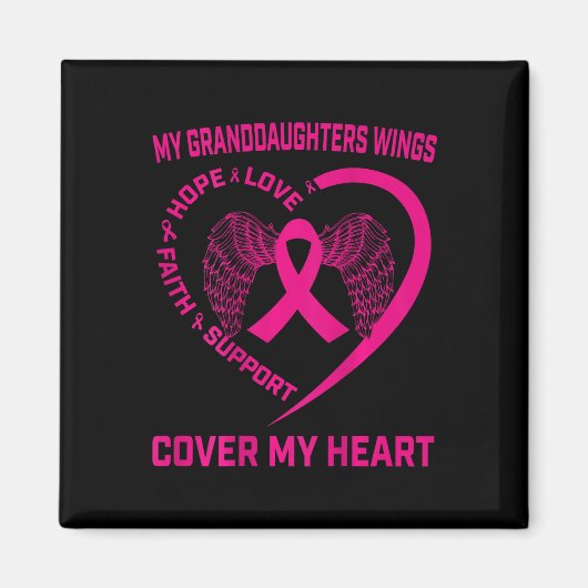 Aimant Perte De La Petite-Fille Cancer Du Sein Heart Wing (Devant)