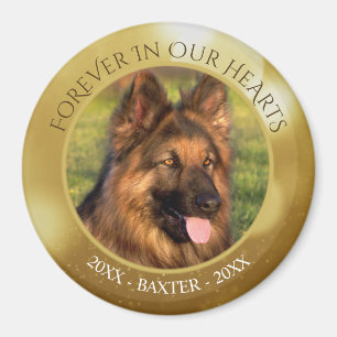 Aimant Pet Memorial FOREVER IN OUR HEARTS Photo Gold