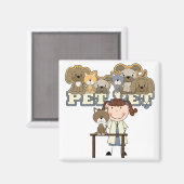 Aimant Pet Vet Brunette Femme T-shirts et cadeaux (Recto/Verso)