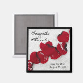 Aimant Pétales de rose rouge en neige, mariage d'hiver (Recto/Verso)