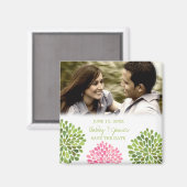 Aimant Pétales rose vert Enregistrer le Mariage de date (Recto/Verso)