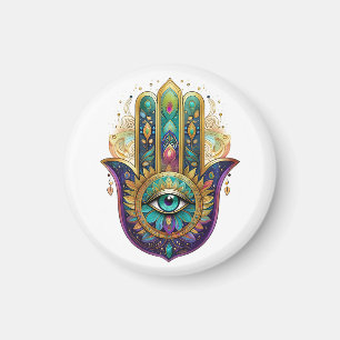 Aimant Pétales violettes vert or Hamsa Turquoise Troisièm