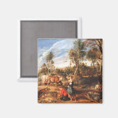 Aimant Peter Paul Rubens Milkmaips avec du bétail sur une (Recto/Verso)