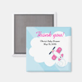 Aimant Petit Aviateur rose Baby shower Favoriser l'aimant (Recto/Verso)