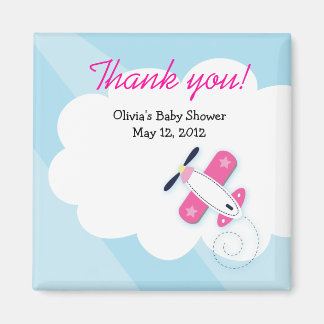 Aimant Petit Aviateur rose Baby shower Favoriser l'aimant