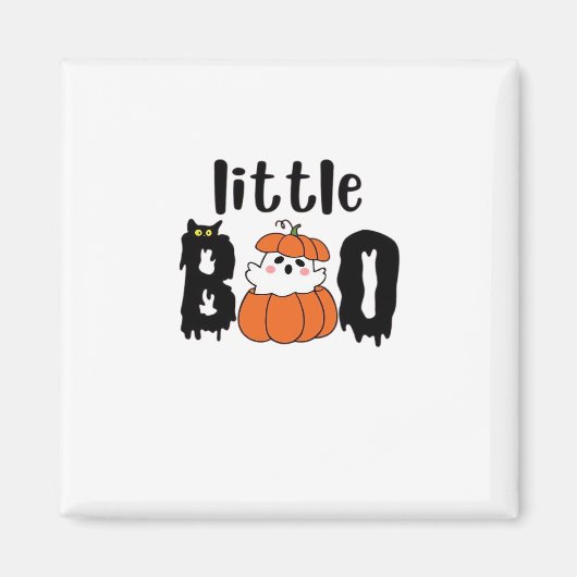 Aimant Petit Boo Chouette Halloween Citrouille Chat Style (Devant)