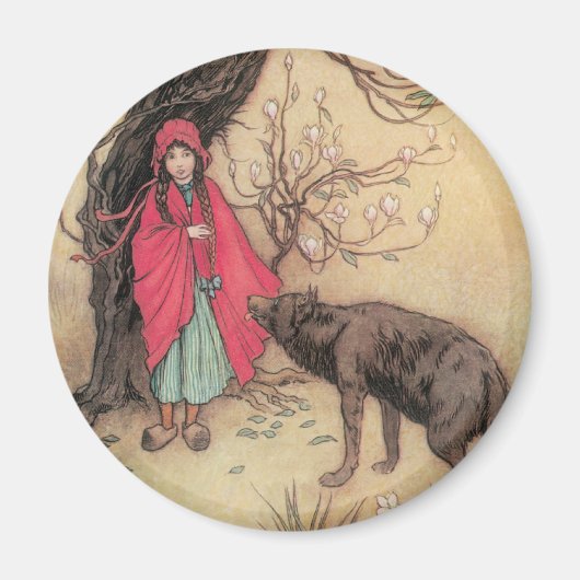 Aimant Petit chapeau rouge vintage par Warwick Goble (Devant)