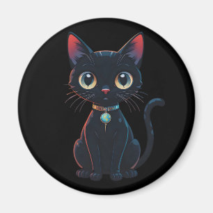 Aimant Petit Chat Noir Effrayant