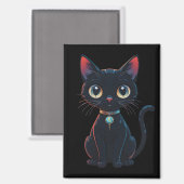 Aimant Petit Chat Noir Effrayant (Recto/Verso)