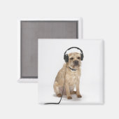 Aimant Petit chien portant un casque (Recto/Verso)