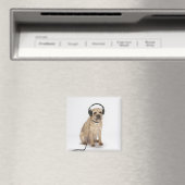 Aimant Petit chien portant un casque (In Situ (Lave-vaisselle))