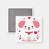 Aimant Petit chiot de la Saint-Valentin (Recto/Verso)