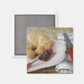 Aimant Petit-déjeuner français avec croissant (Recto/Verso)
