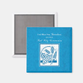 Aimant Petit-fils Première communion Bleu, Blé, Raisins (Recto/Verso)