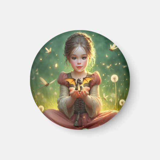 Aimant Petit gardien de dragon avec papillons (Devant)