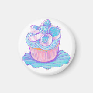 Aimant Petit gâteau bleu sur l'aimant de plat