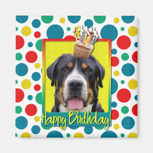 Aimant Petit gâteau d'anniversaire - un plus grand chien