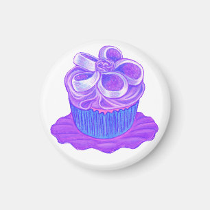 Aimant Petit gâteau pourpre sur l'aimant de plat