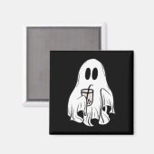 Aimant Petit Ghost Ice Coffee Fun Halloween heureux (Recto/Verso)
