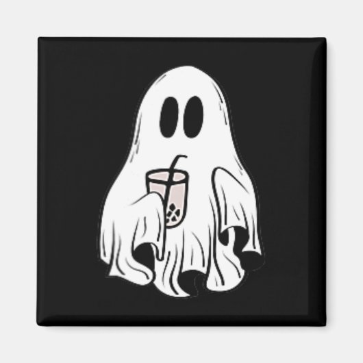 Aimant Petit Ghost Ice Coffee Fun Halloween heureux (Devant)