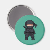 Aimant Petit guerrier ninja sur fond vert (Recto/Verso)