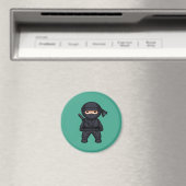 Aimant Petit guerrier ninja sur fond vert (In Situ (Lave-vaisselle))
