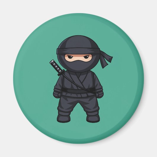 Aimant Petit guerrier ninja sur fond vert (Devant)