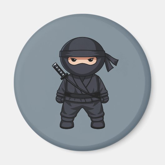 Aimant Petit guerrier ninja sur gris (Devant)