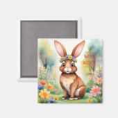 Aimant Petit lapin brun joyeux 1, Pâques (Recto/Verso)